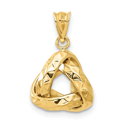 14K Yellow Gold Polished And Textured Triangle Love Knot Pendant