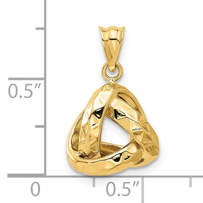 14K Yellow Gold Polished And Textured Triangle Love Knot Pendant