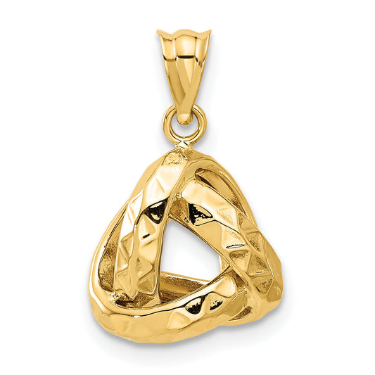 14K Yellow Gold Polished And Textured Triangle Love Knot Pendant