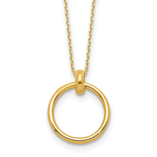 14K Yellow Gold Polished Circle Necklace