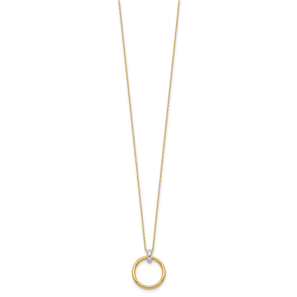 14K Two Tone Polished Circle Necklace