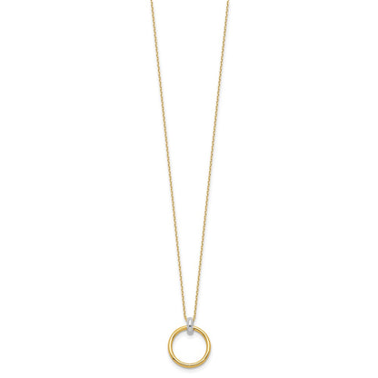 14K Two Tone Polished Circle Necklace