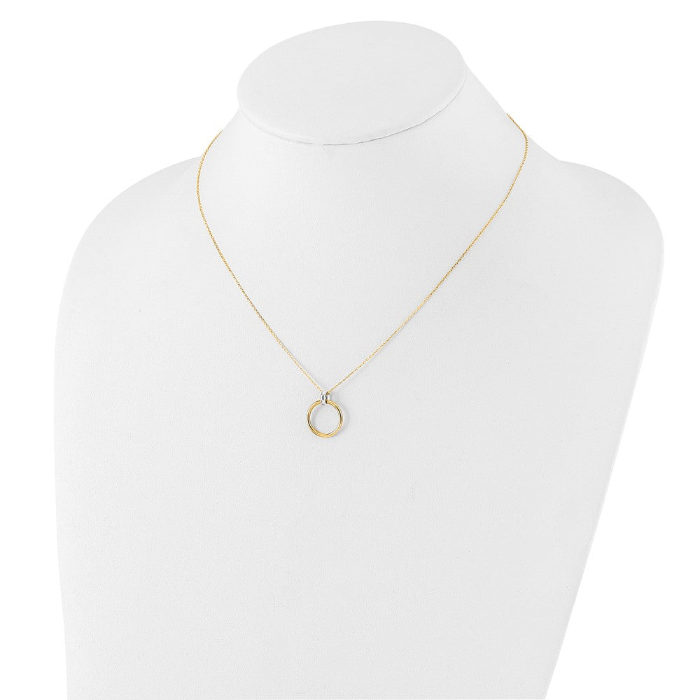 14K Two Tone Polished Circle Necklace