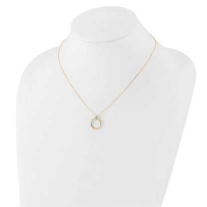 14K Two Tone Polished Circle Necklace