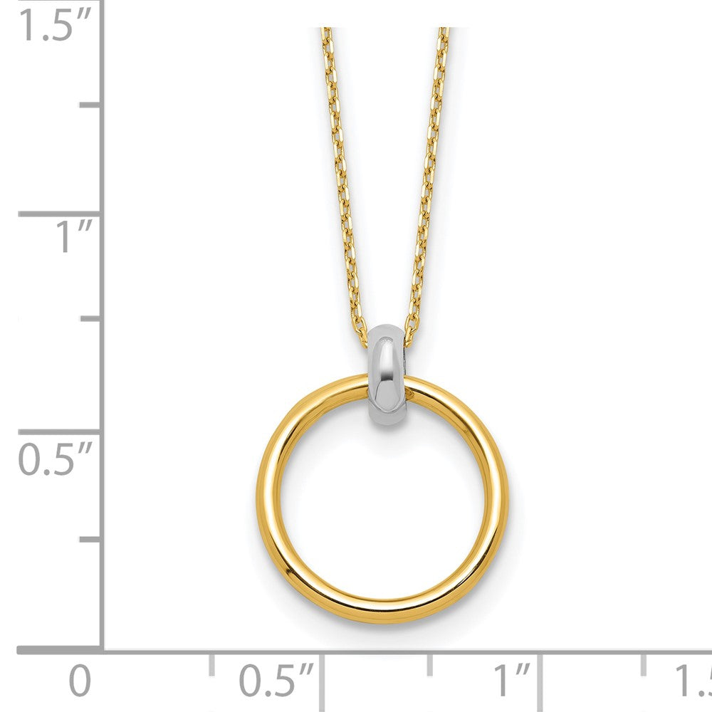 14K Two Tone Polished Circle Necklace