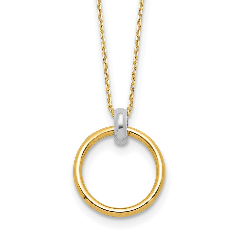 14K Two Tone Polished Circle Necklace