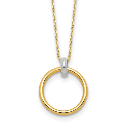 14K Two Tone Polished Circle Necklace