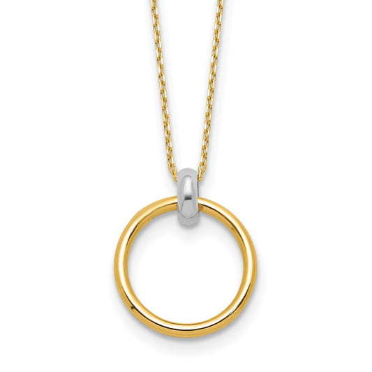 14K Two Tone Polished Circle Necklace