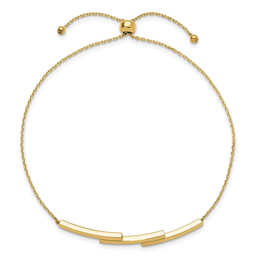 14K Yellow Gold Polished Bar Adjustable Bracelet