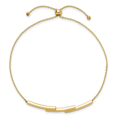 14K Yellow Gold Polished Bar Adjustable Bracelet