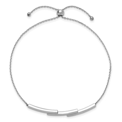 14K White Gold Polished Bar Adjustable Bracelet