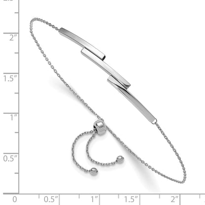 14K White Gold Polished Bar Adjustable Bracelet