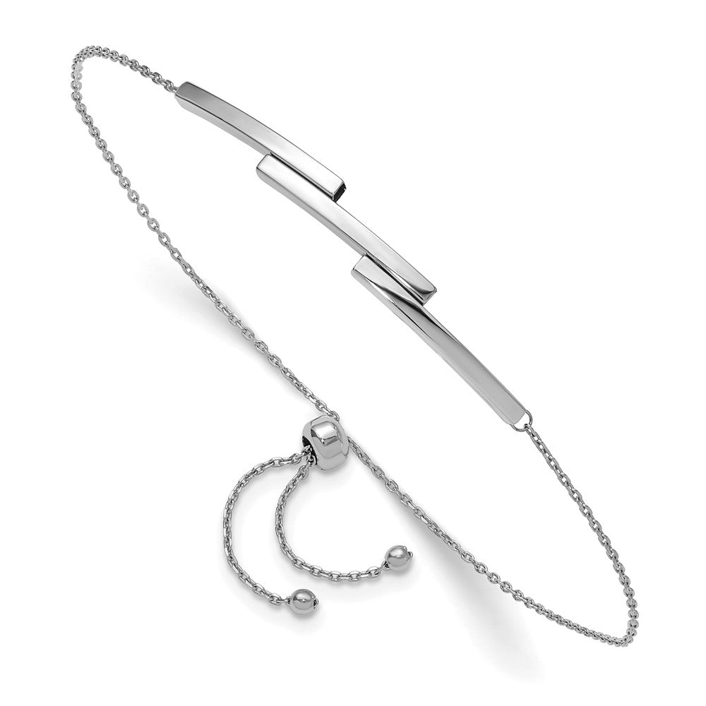 14K White Gold Polished Bar Adjustable Bracelet