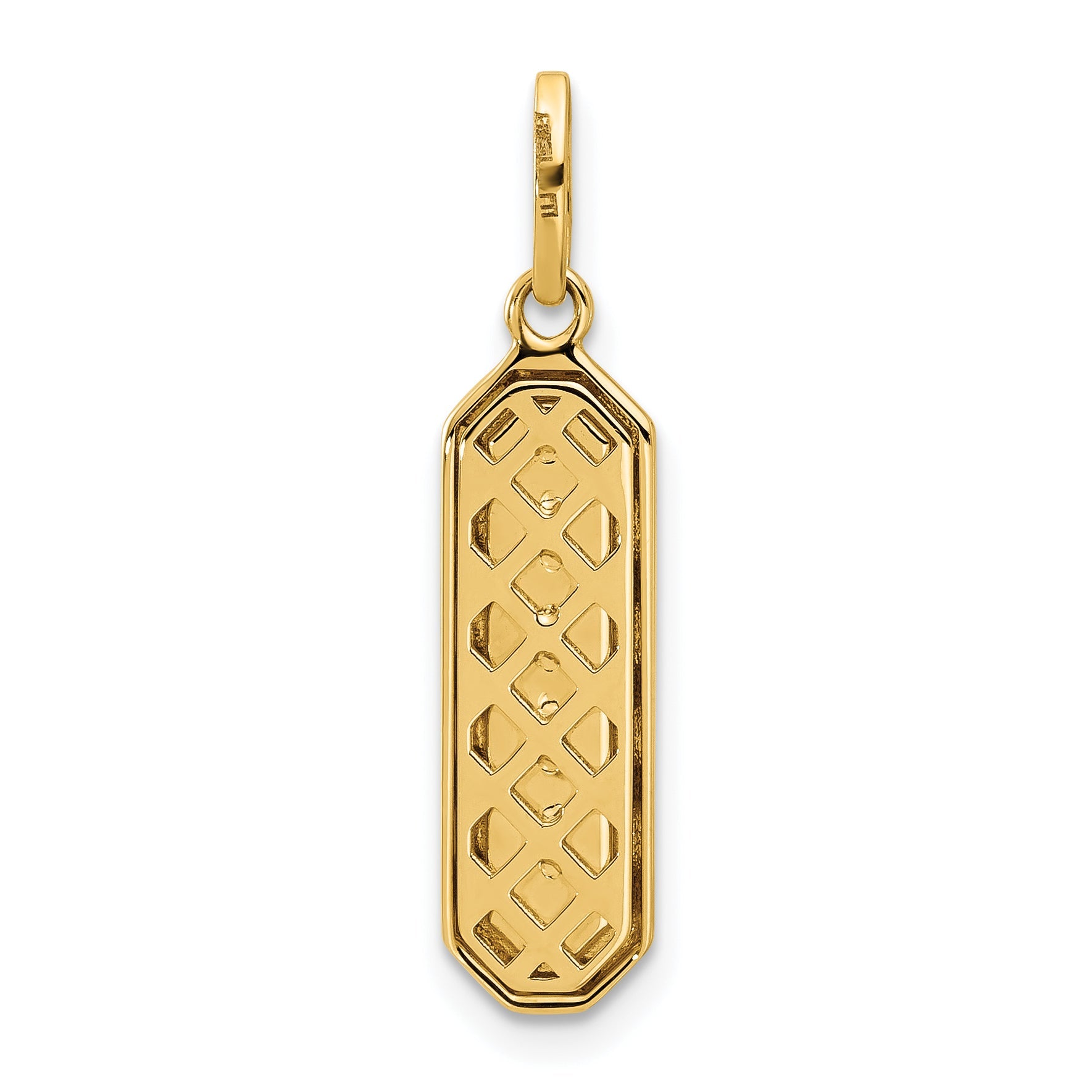 14K Yellow Gold With Black Enamel Polished Pendant