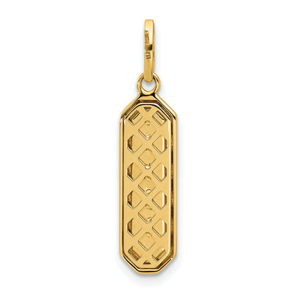 14K Yellow Gold With Black Enamel Polished Pendant
