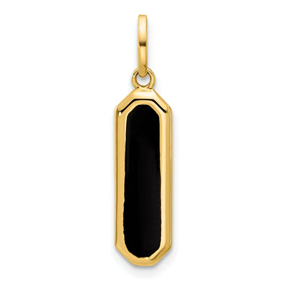 14K Yellow Gold With Black Enamel Polished Pendant