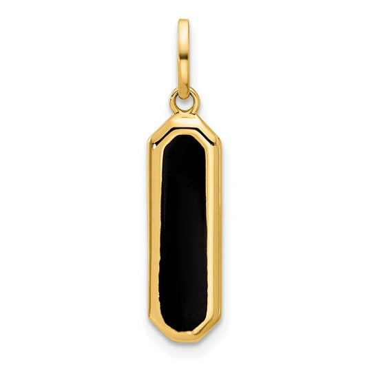 14K Yellow Gold With Black Enamel Polished Pendant