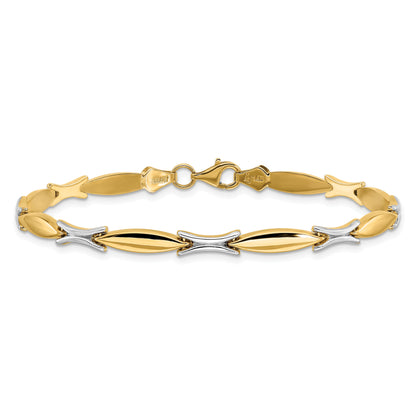14K Two Tone Polished Fancy Link Bracelet