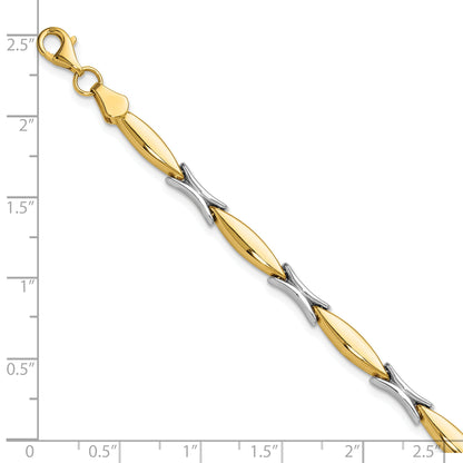 14K Two Tone Polished Fancy Link Bracelet