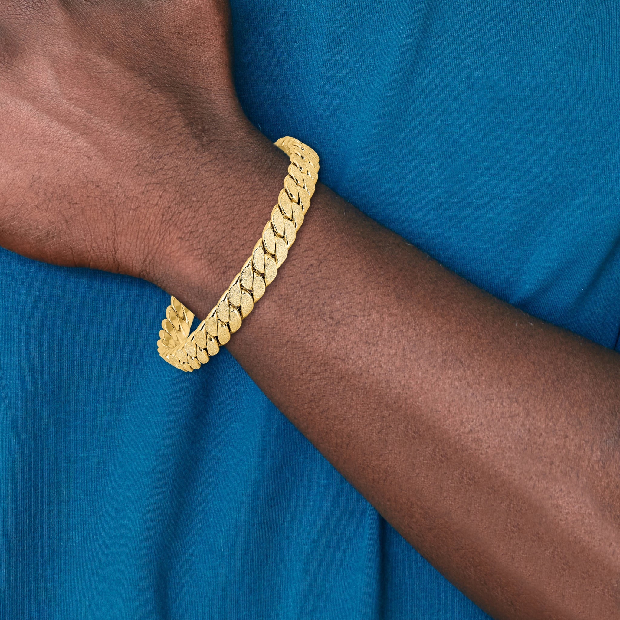 14K Yellow Gold Polished Textured Reversible Men'S Bracelet