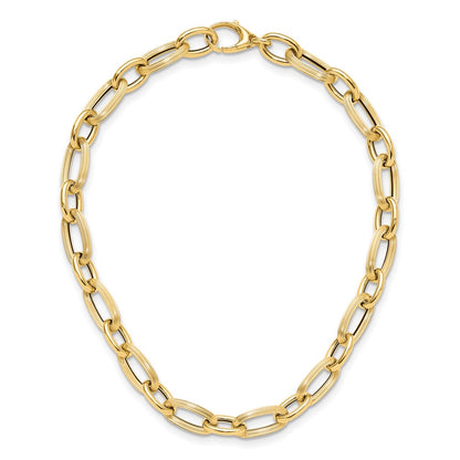 14K Yellow Gold Polished Textured Hollow Fancy Link Necklace