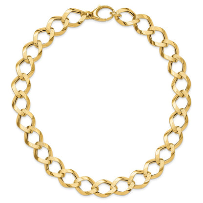 14K Yellow Gold Polished Brushed Hollow Fancy Link Necklace