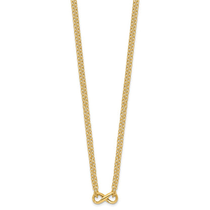 14K Yellow Gold Polished 2 Strand Infinity Necklace