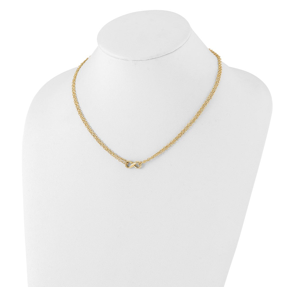 14K Yellow Gold Polished 2 Strand Infinity Necklace
