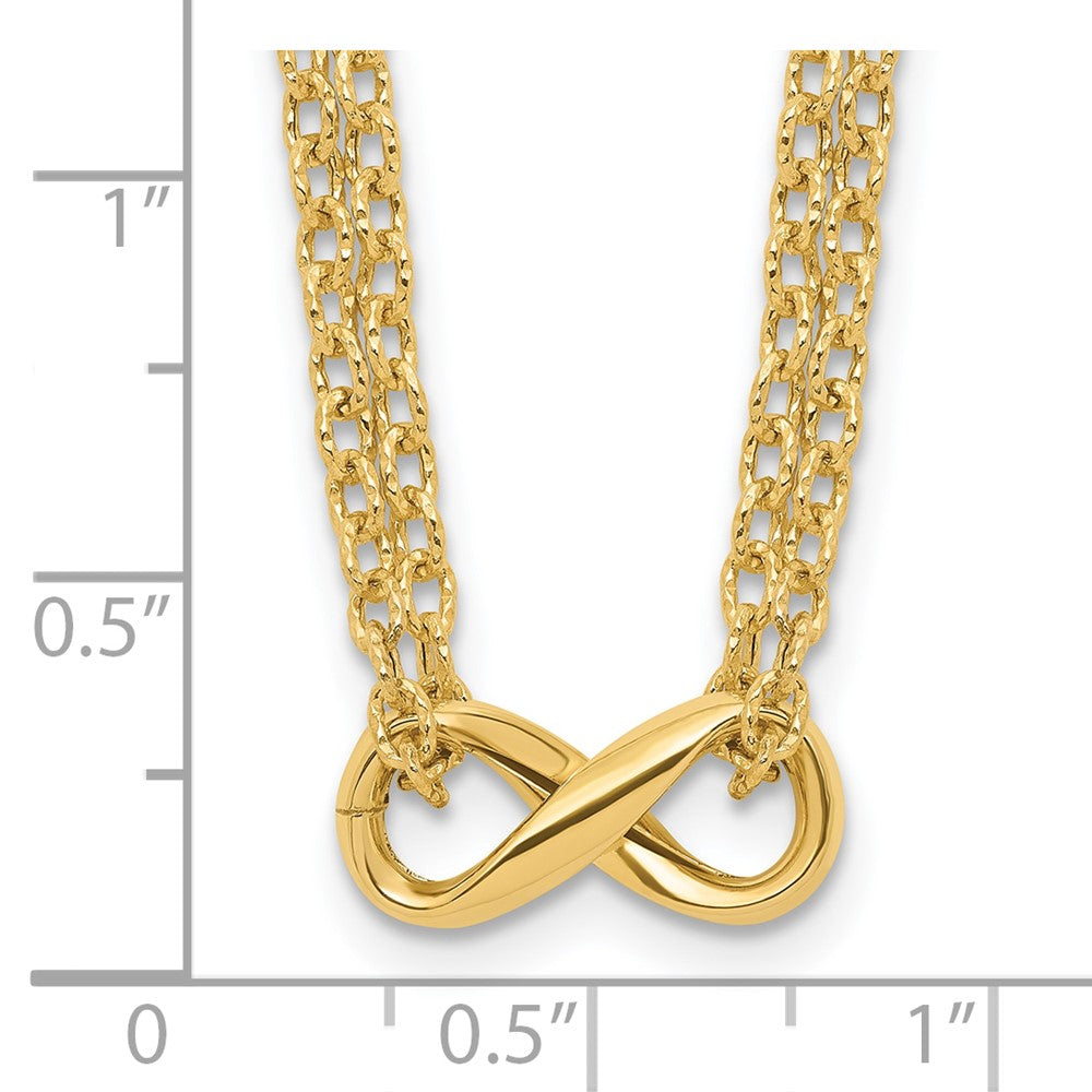 14K Yellow Gold Polished 2 Strand Infinity Necklace