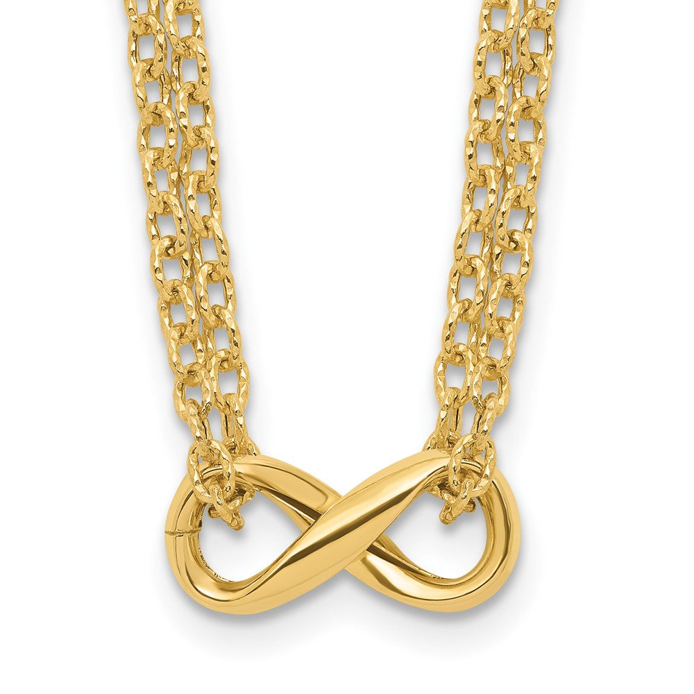 14K Yellow Gold Polished 2 Strand Infinity Necklace