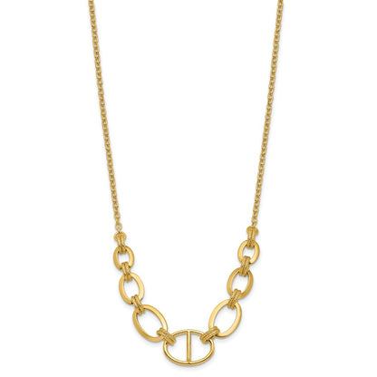 14K Yellow Gold Polished And Textured Fancy Necklace