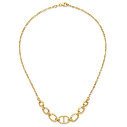 14K Yellow Gold Polished And Textured Fancy Necklace