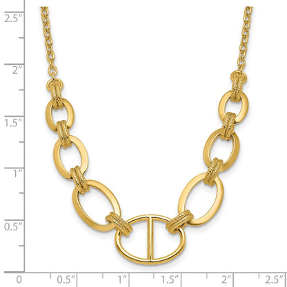 14K Yellow Gold Polished And Textured Fancy Necklace