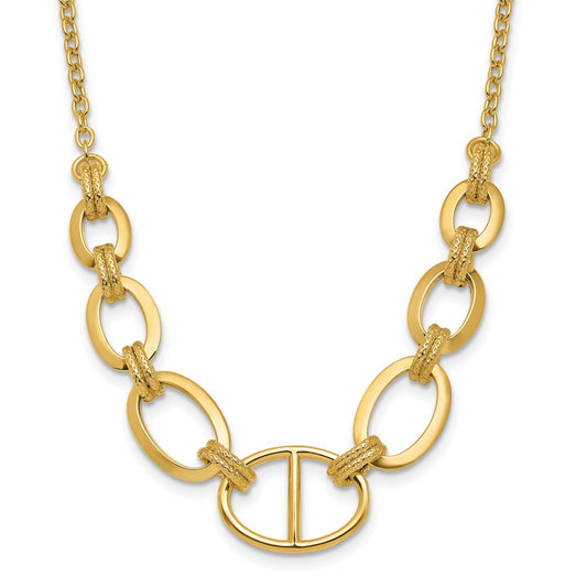 14K Yellow Gold Polished And Textured Fancy Necklace