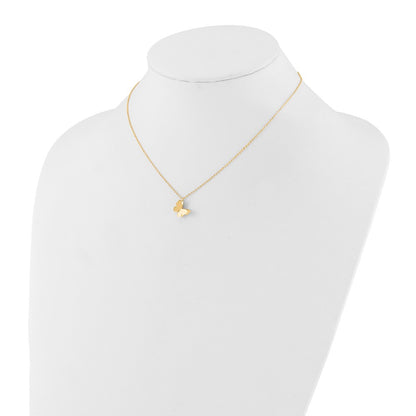 14K Yellow Gold Polished Butterfly Charm With 2In Ext. Necklace