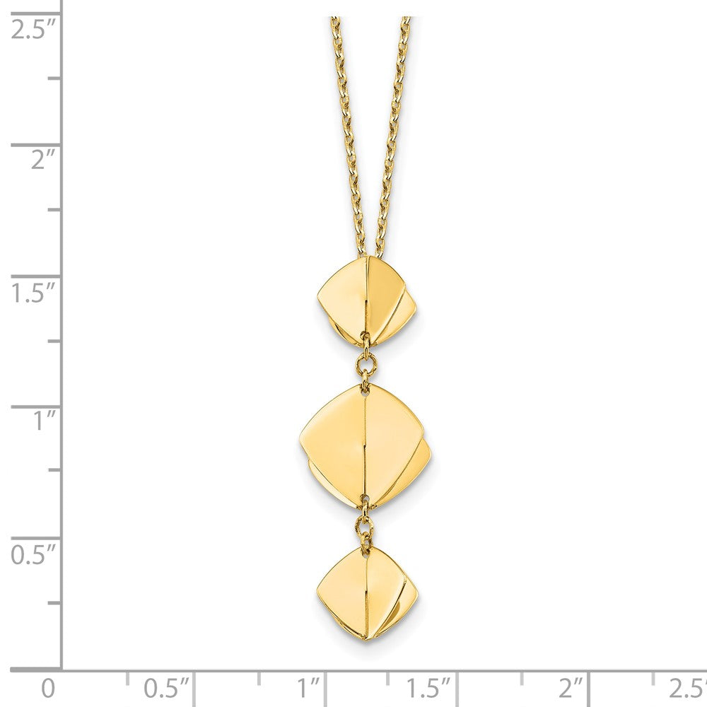 14K Yellow Gold Polished Fancy Dangle Pendant Plus 2In Ext. Necklace