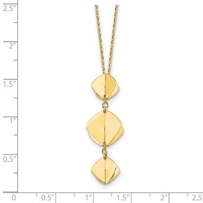 14K Yellow Gold Polished Fancy Dangle Pendant Plus 2In Ext. Necklace