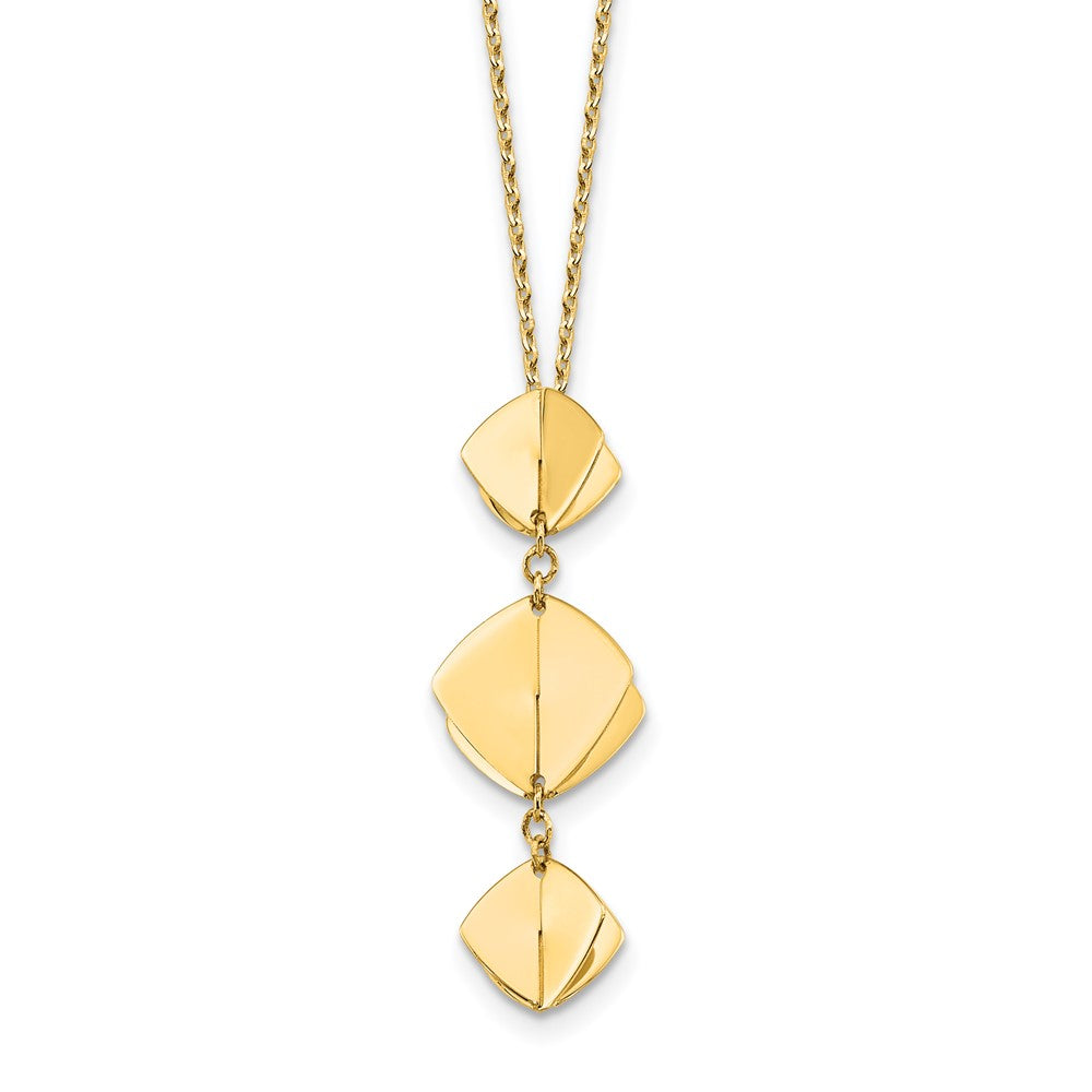 14K Yellow Gold Polished Fancy Dangle Pendant Plus 2In Ext. Necklace