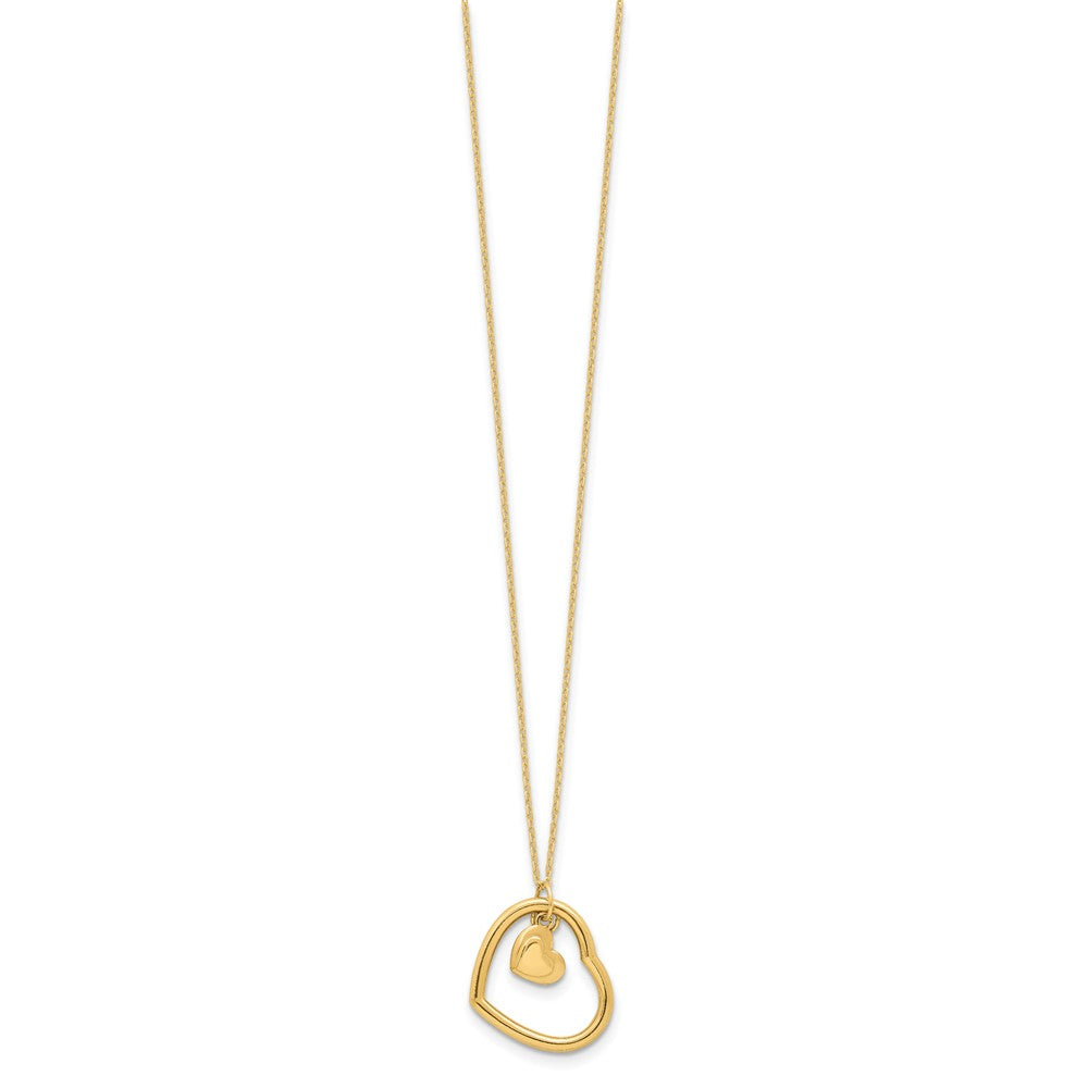 14K Yellow Gold Polished Heart Pendant Necklace