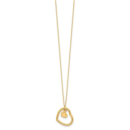 14K Yellow Gold Polished Heart Pendant Necklace