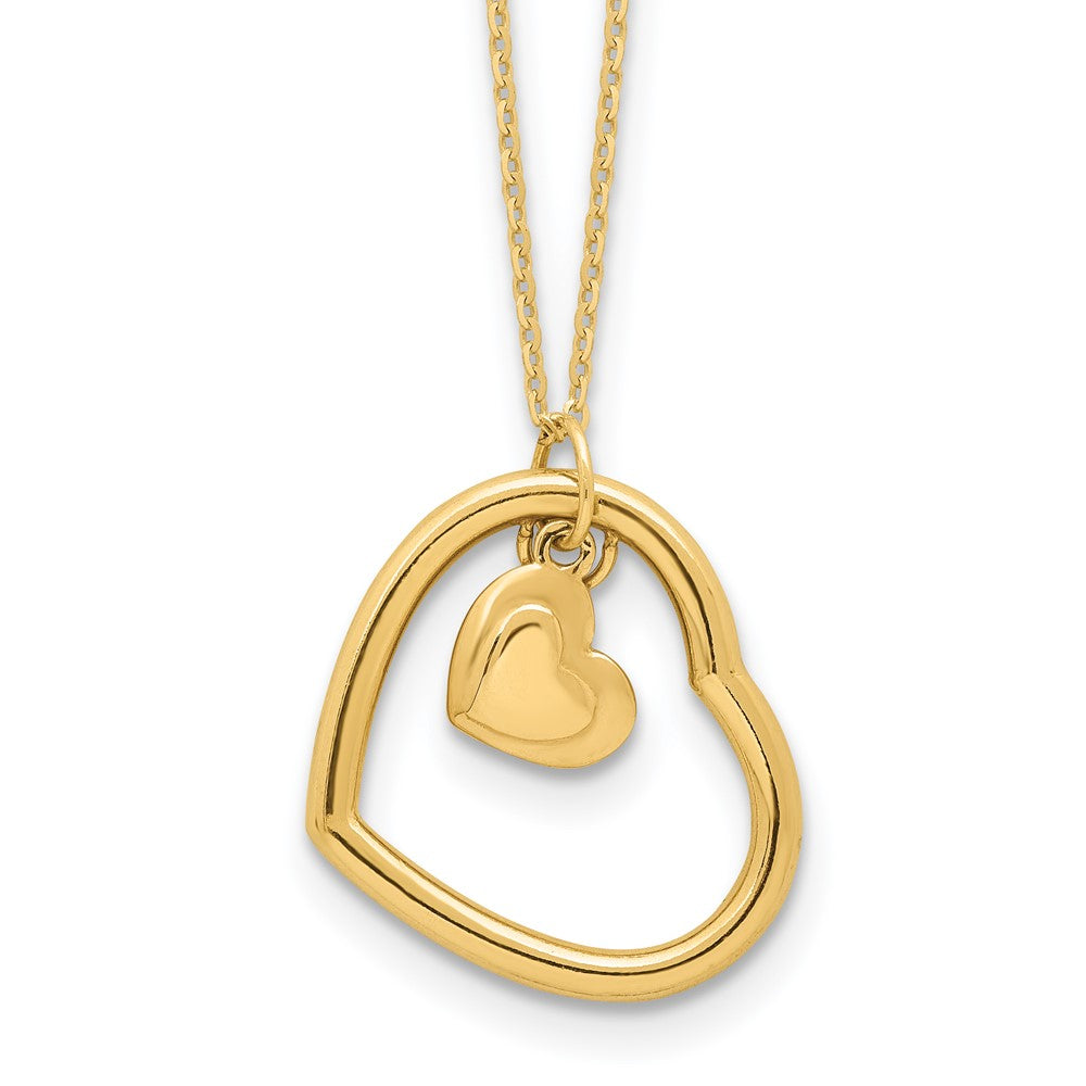 14K Yellow Gold Polished Heart Pendant Necklace