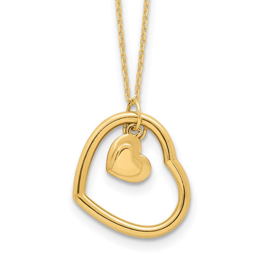 14K Yellow Gold Polished Heart Pendant Necklace