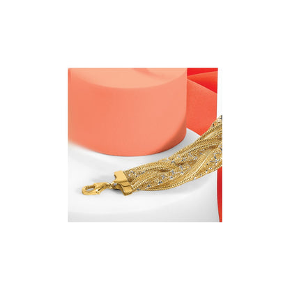 14K Yellow & Rhodium Braided Mesh Stretch Bracelet