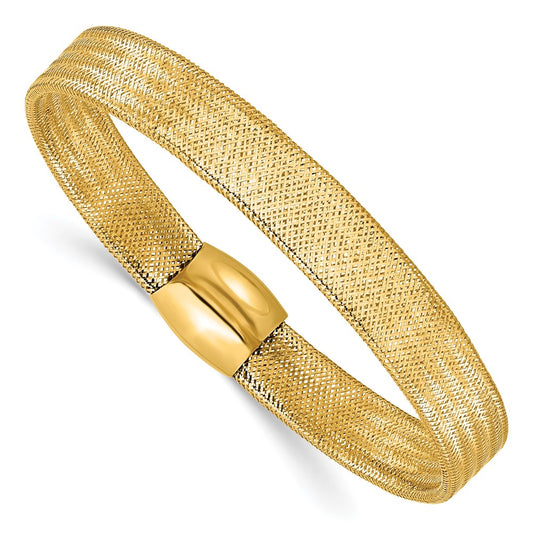 14K Yellow Gold Mesh Slip On Stretch Bracelet