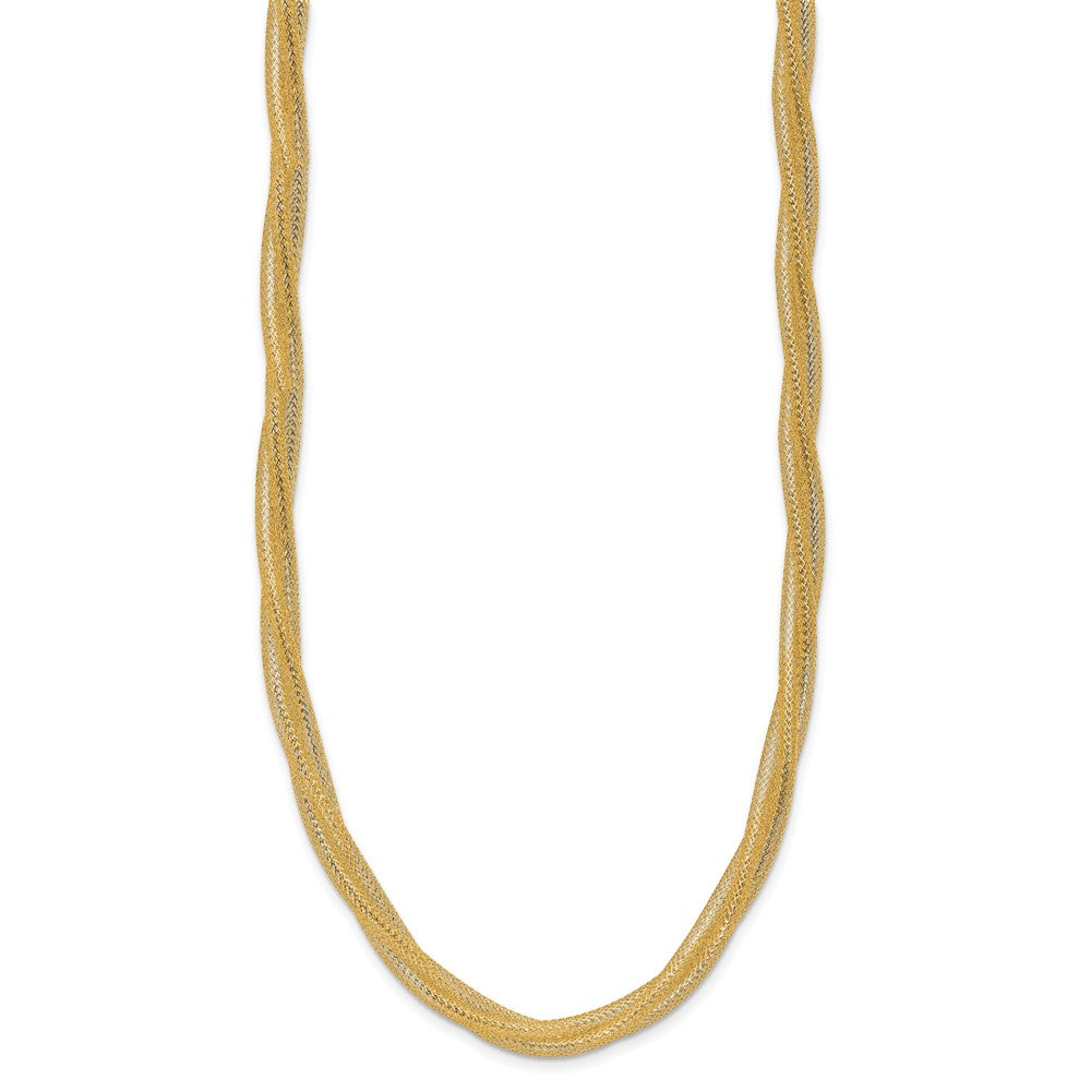14K Yellow Gold Mesh Twist Stretch Necklace