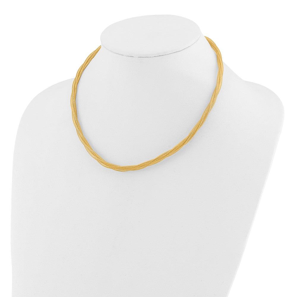 14K Yellow Gold Mesh Twist Stretch Necklace