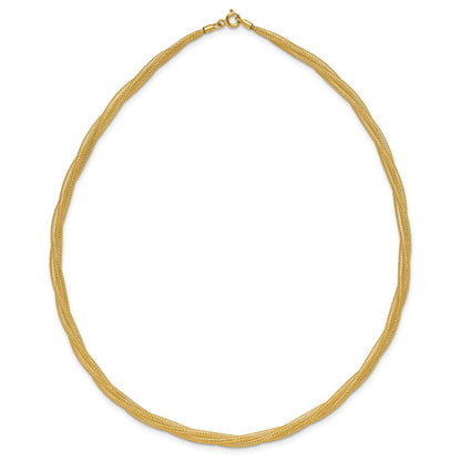 14K Yellow Gold Mesh Twist Stretch Necklace