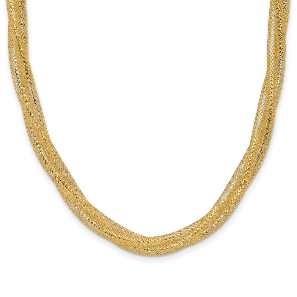 14K Yellow Gold Mesh Twist Stretch Necklace