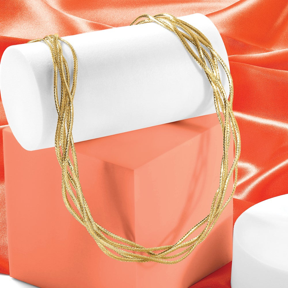 14K Yellow Gold Mesh Diamond Cut 4 Strand Wave Necklace