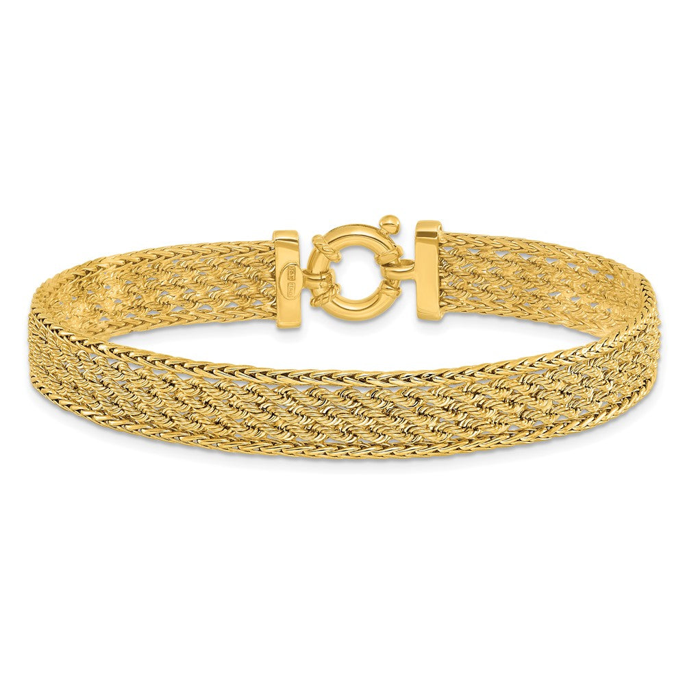 14K Yellow Gold Polished And D/C Fancy Woven Bracelet